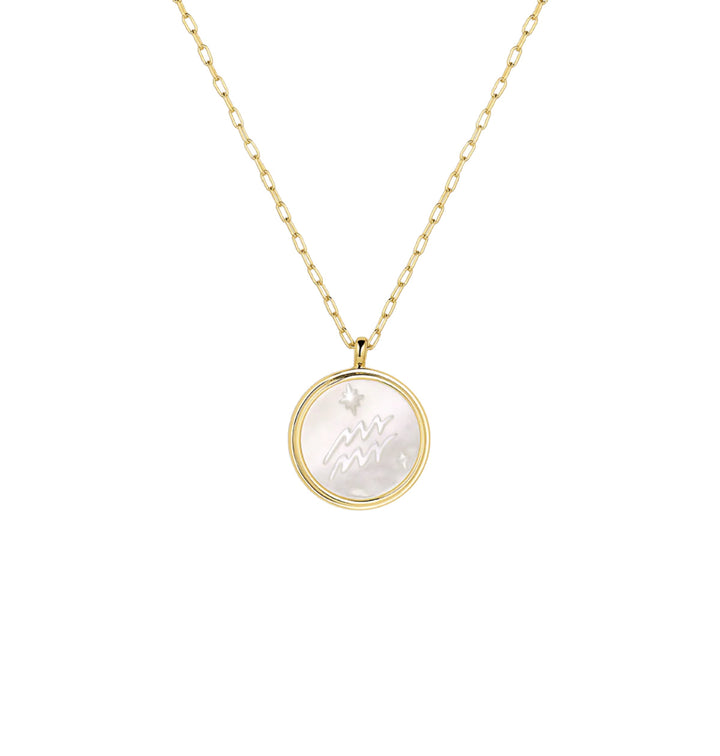 Zodiac Necklace Gold- Aquarius