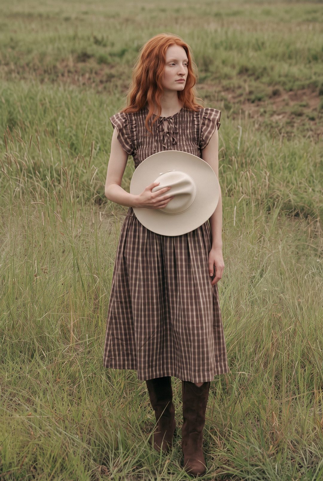 Hailey Brown Gingham Dress