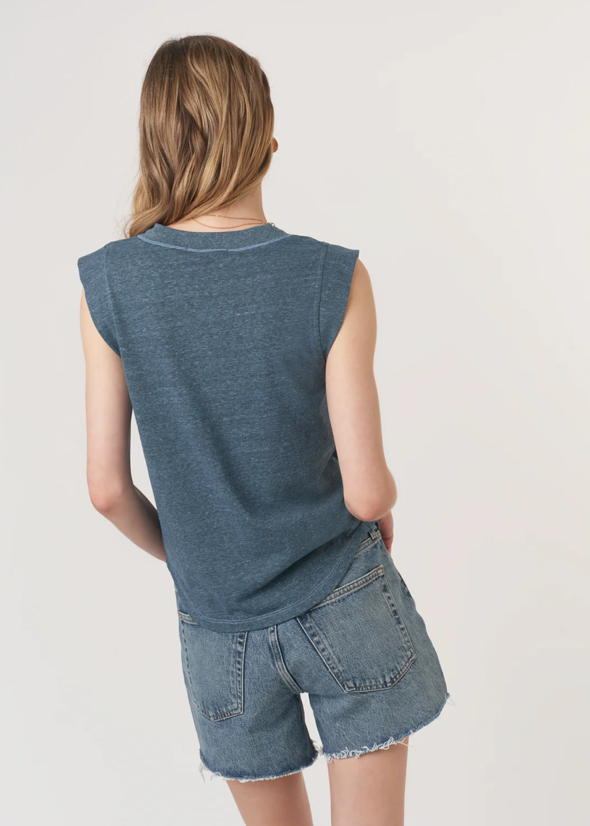 Rue Heathered V-Neck Tank Provence Blue