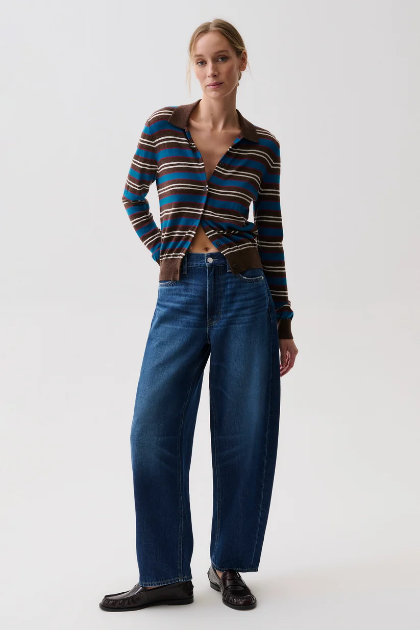 Lyvia Merion Polo Cardigan-Tealwood Stripe