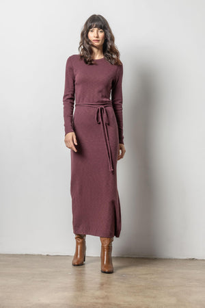 Belted Maxi Column Dress Wine