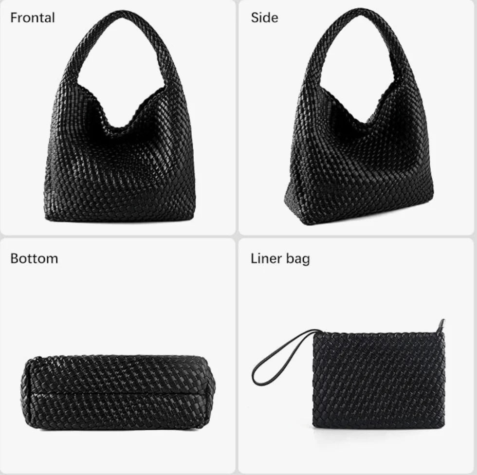 Small Taupe Woven Tote Bag