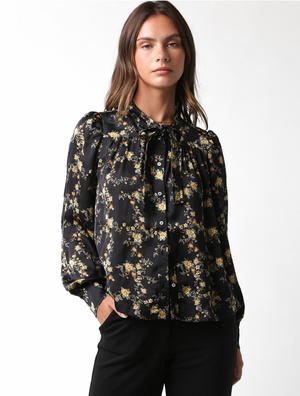 Black Floral Print Top