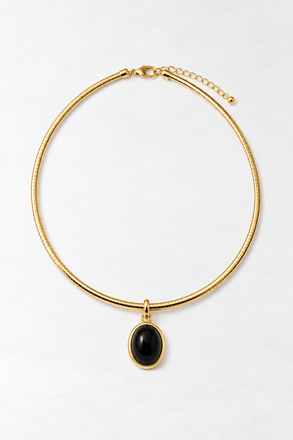 Liquid Gold Gold Filled Omega Chain w/Onyx Oval Pendant