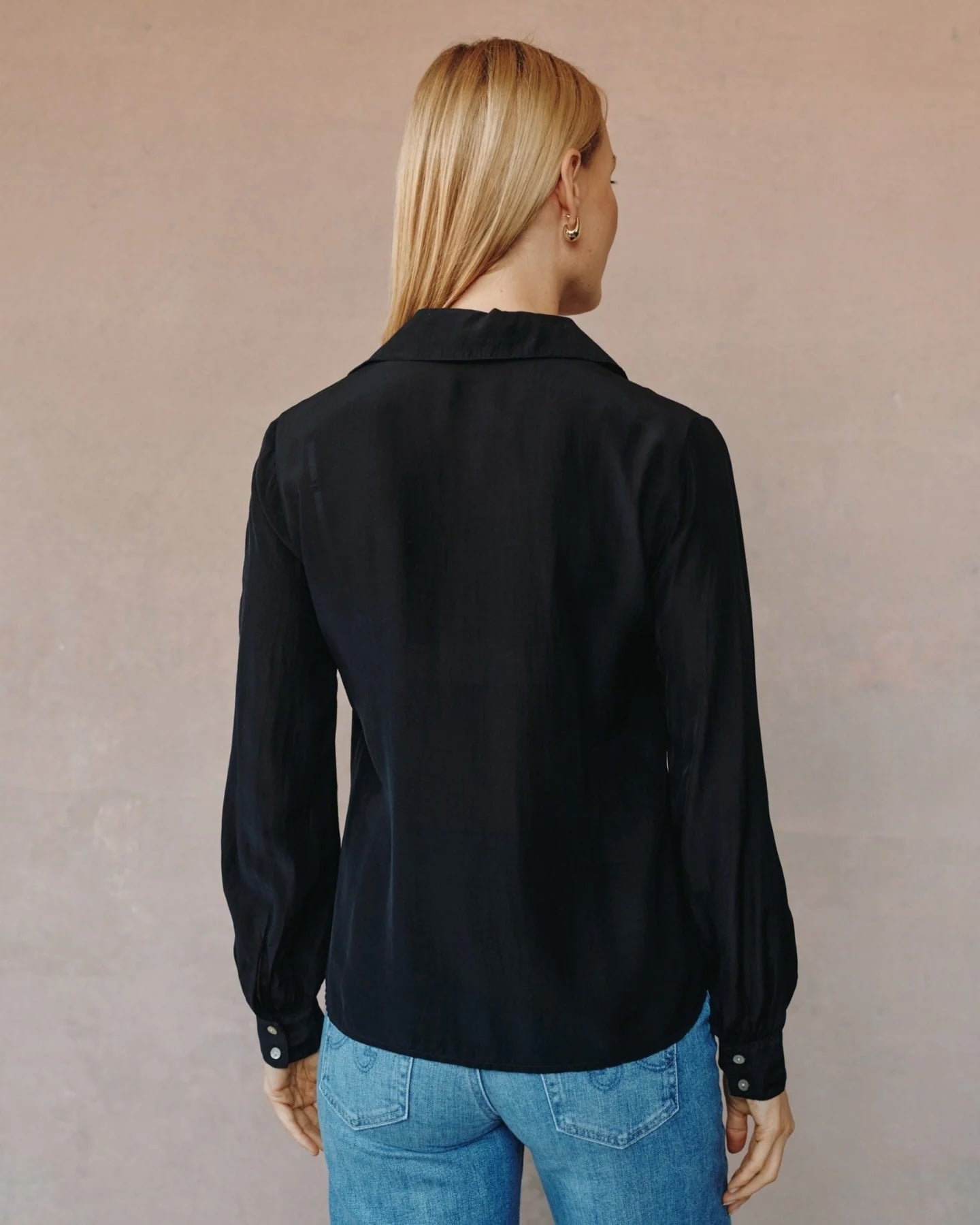 Ruffle Front Shirt Black