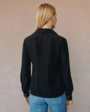 Ruffle Front Shirt Black