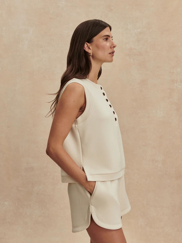 Marla Button Placket Tank-Pristine