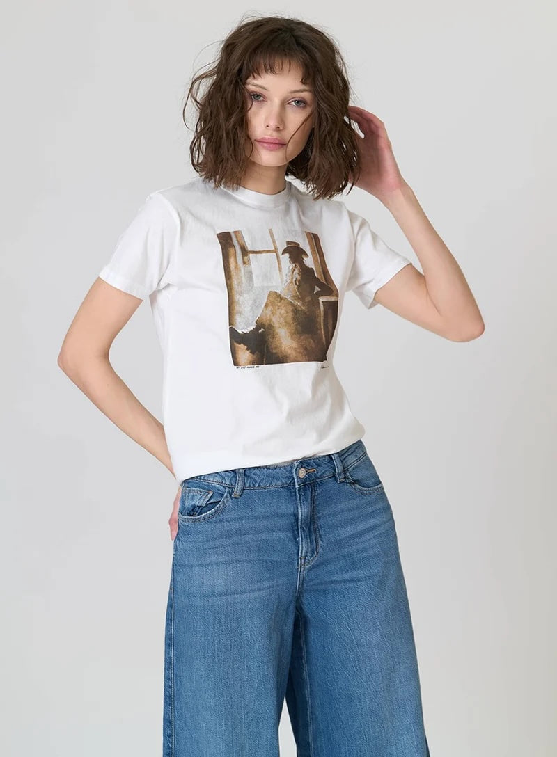 Try And Make Me Mushie Tee Worn White