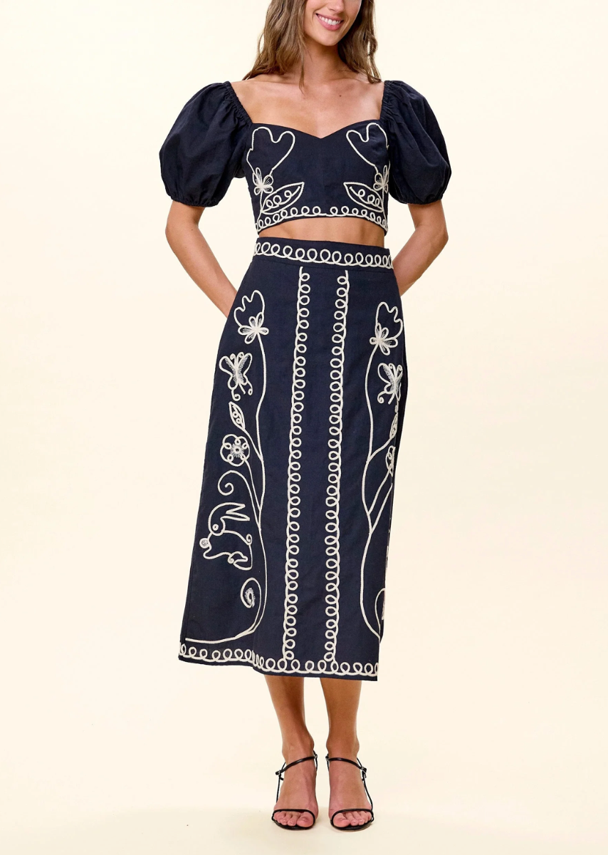 Sorina Midi Skirt-Black