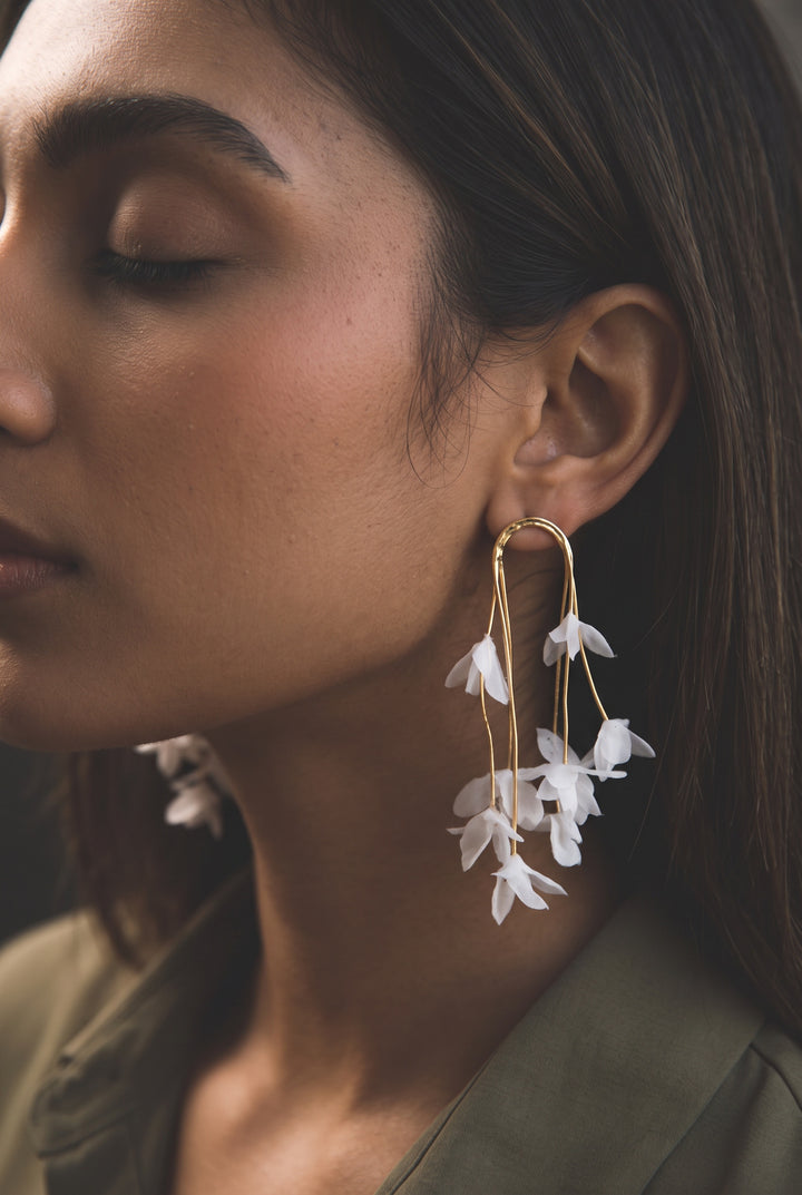 Gold Dipped White Fabric Flower/Gold