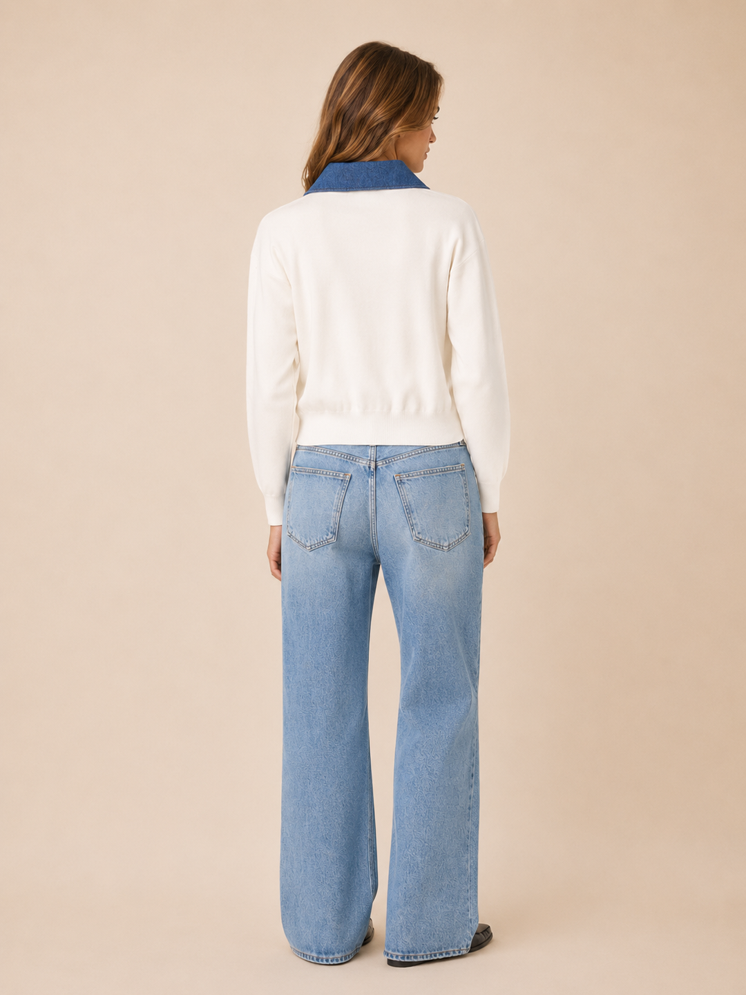 Maxime Knit Collared Sweater-Cream