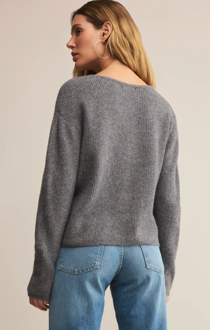 Emile V-Neck Cardigan Heather Grey