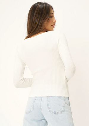 What's the Scoop- Rib Longsleeve White