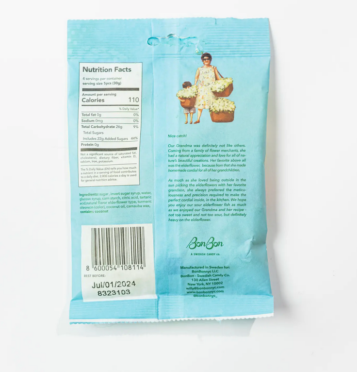 Sour Elderflower Fish - Swedish Candy 5.2oz (150g)