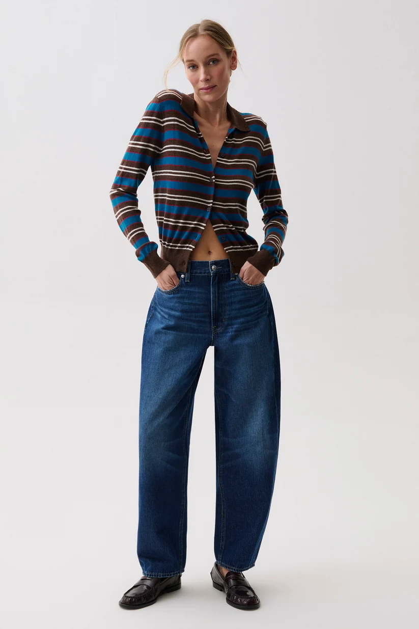 Lyvia Merion Polo Cardigan-Tealwood Stripe
