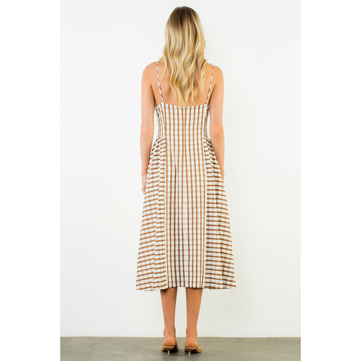 Gingham Maxi Dress-Brown