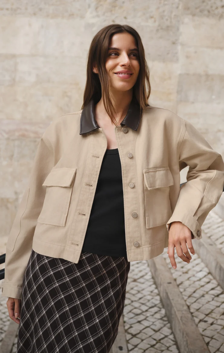 Rey Cropped Chore Jacket-Soapstone