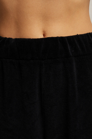 Holly Velour Wide Leg Sweatpant Black