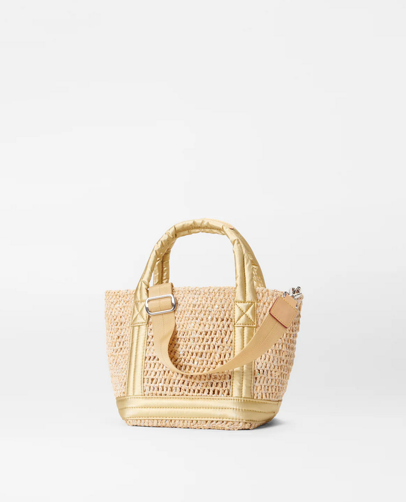 Mini Raffia Tote Sequin /Light Gold Pearl Metallic