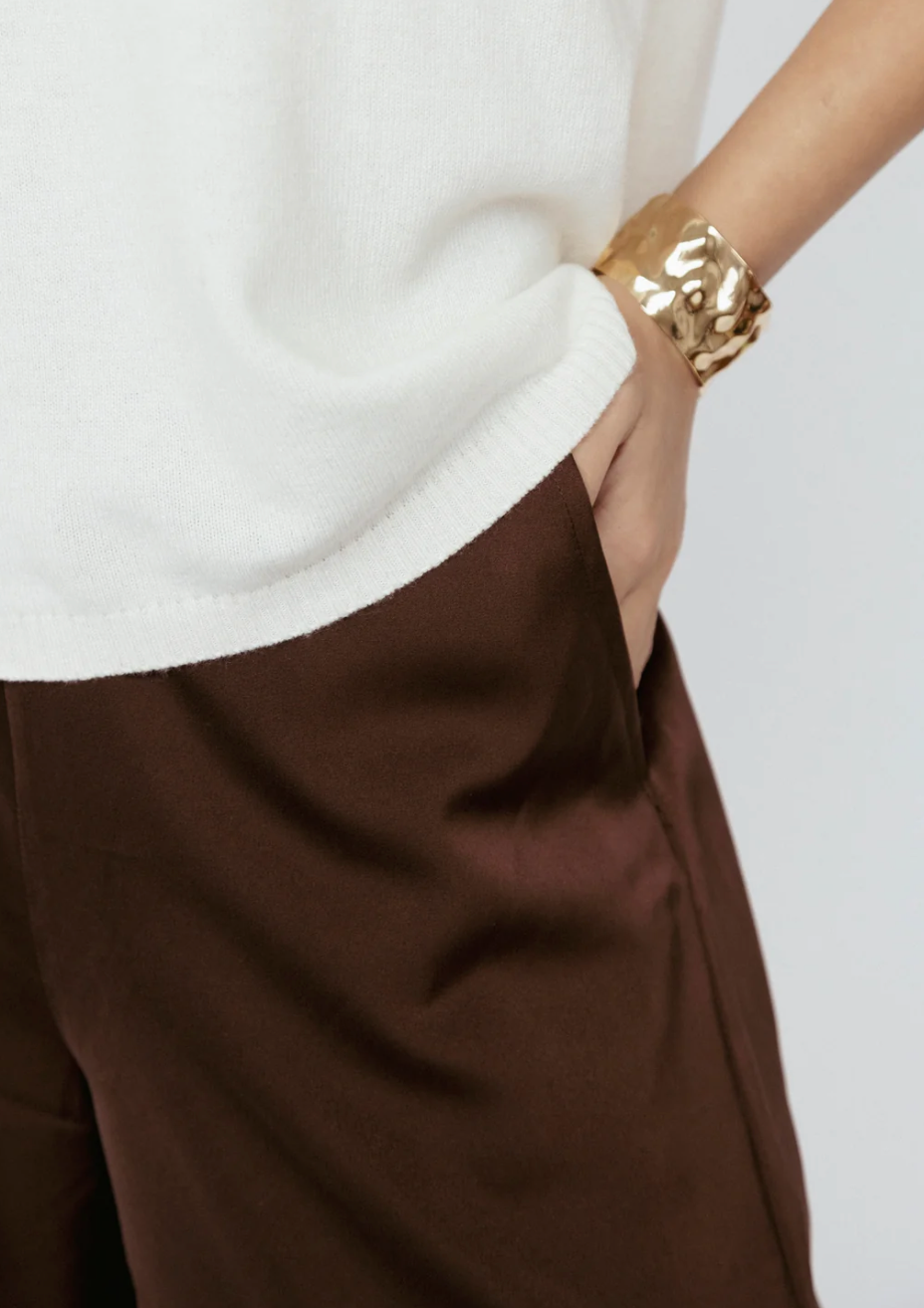 Satin Wide Leg Pant Mahogany