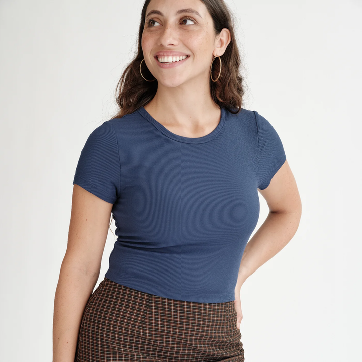 Undun Cropped Light Volume-Navy