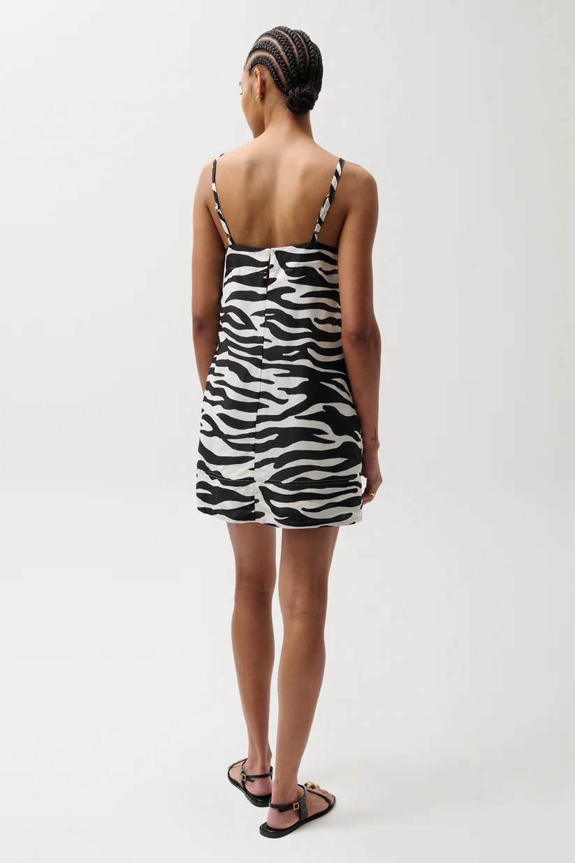 Misa Silk Blend Mini Dress-Zebra