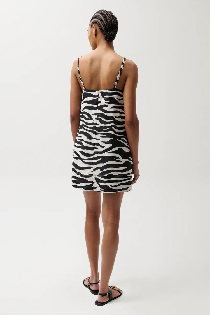Misa Silk Blend Mini Dress-Zebra