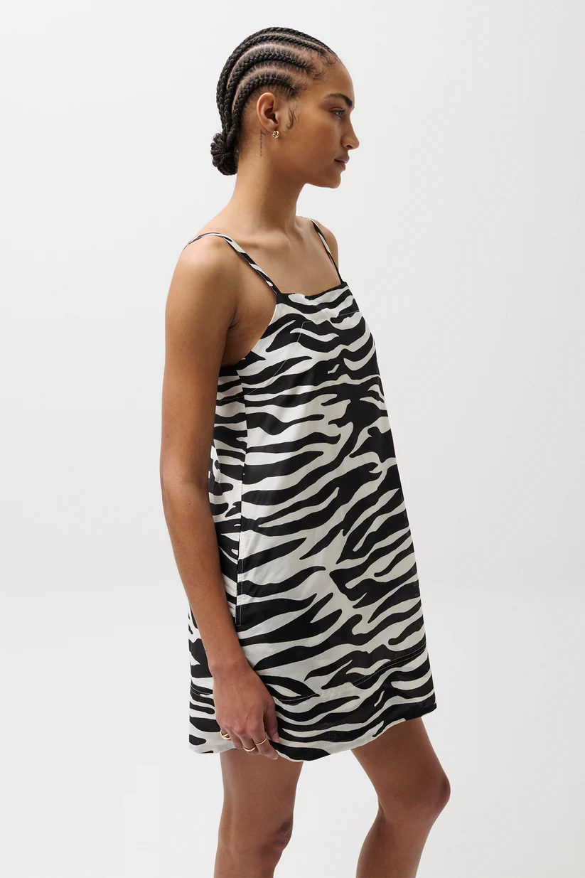 Misa Silk Blend Mini Dress-Zebra