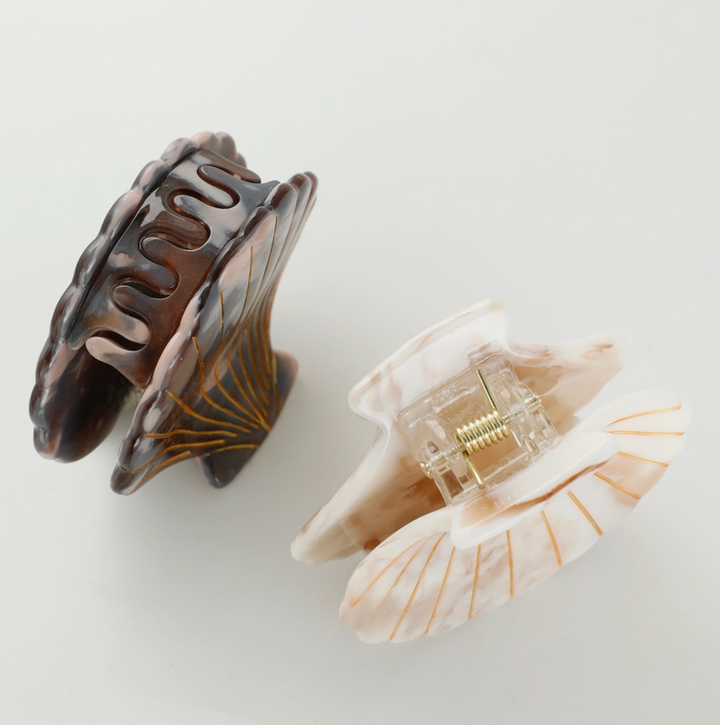 Calacatta Seashell Claw Clip - Grey/Mauve