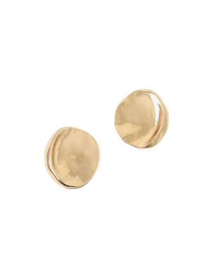 Gold Flat Modern Large Oval Earring