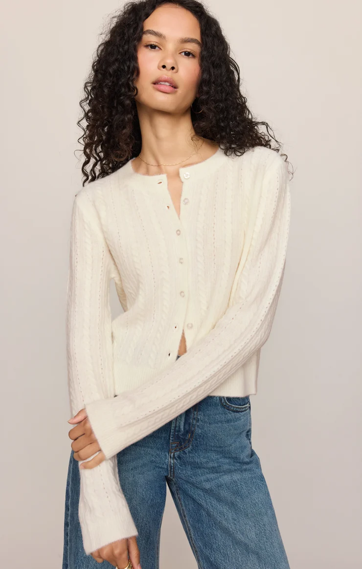 Medina Pointelle Cardigan-Cloud