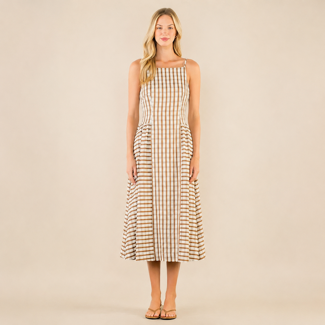 Gingham Maxi Dress-Brown – LOLA NEW YORK