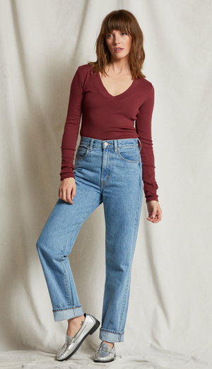 Robyn Luxe Rib Long Sleeve  Cranberry