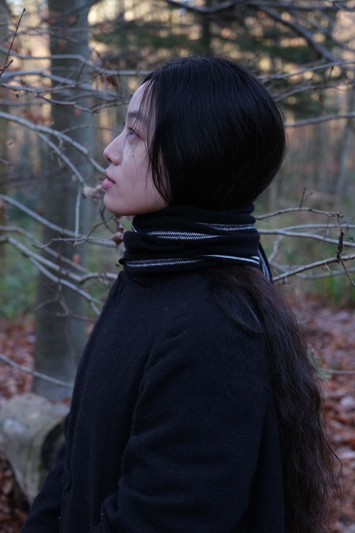 Sailor Cashmere Rib Neck Scarf Black