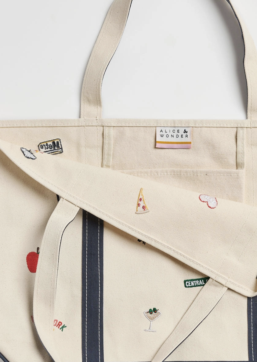 New York City Icons Canvas Tote