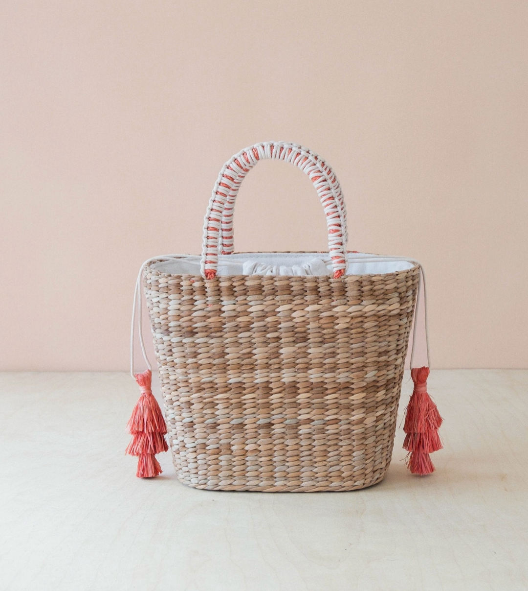 Mini Woven Tote Bag -Embroidered Lobster