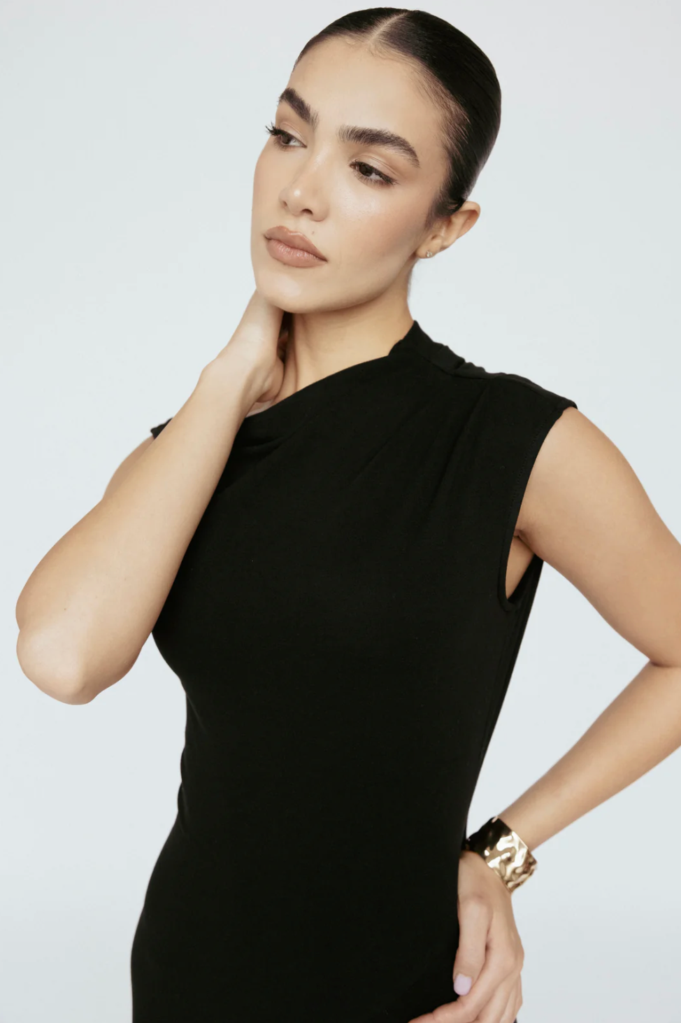Asymmetrical Jersey Dress Black