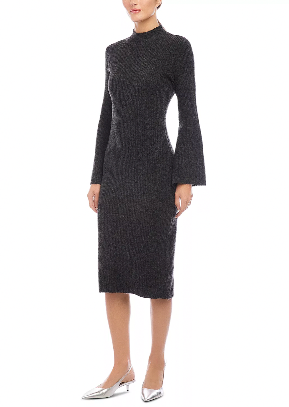 Midi Length Sweater Dress Charcoal