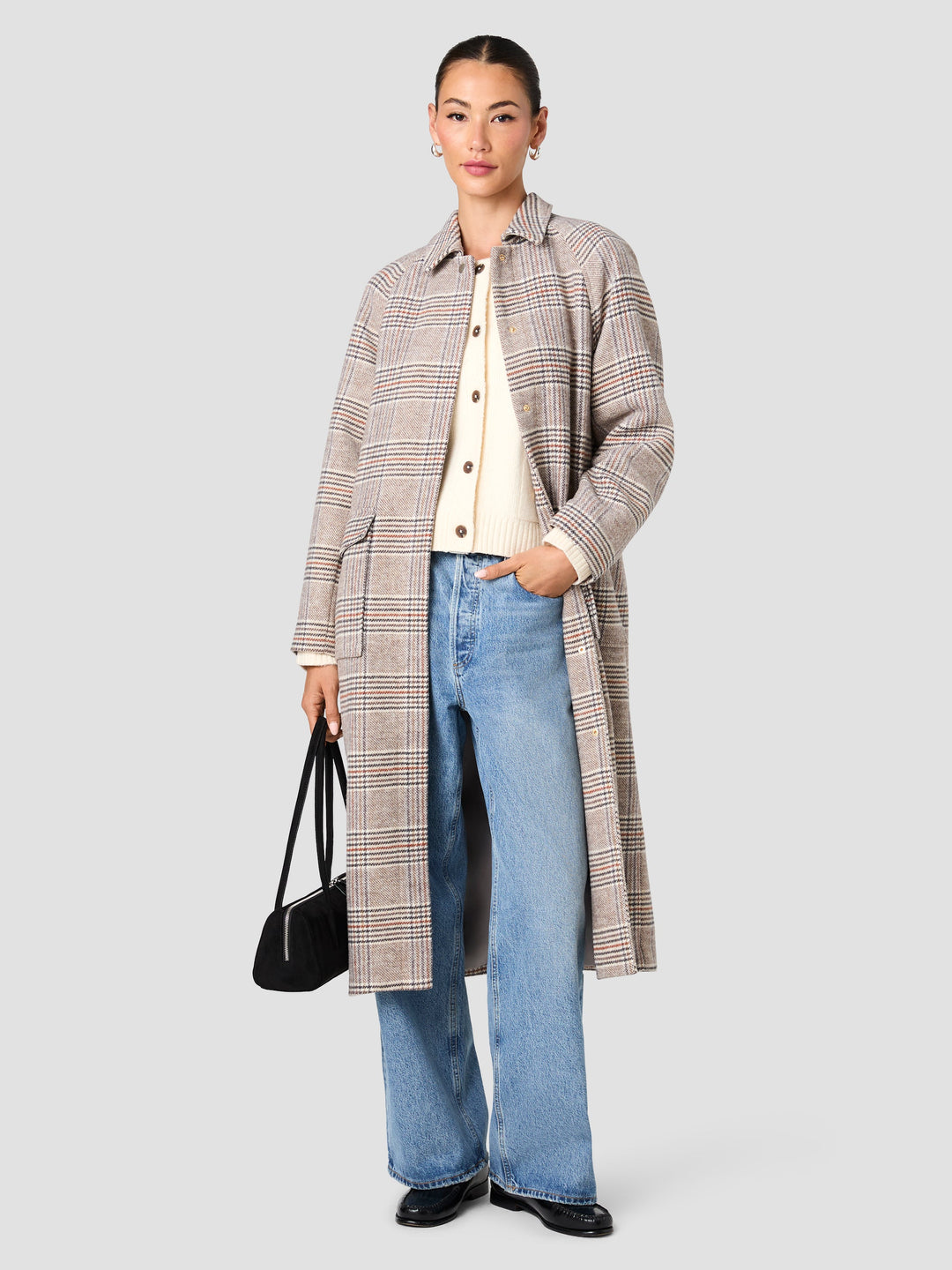 Sutton Plaid Tailored Coat-Ash Gray Multi