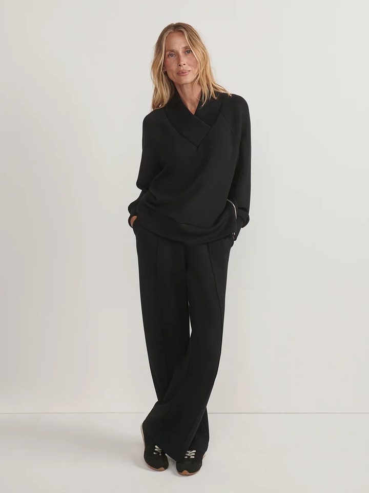 Macie Zip Hem Sweat-Black