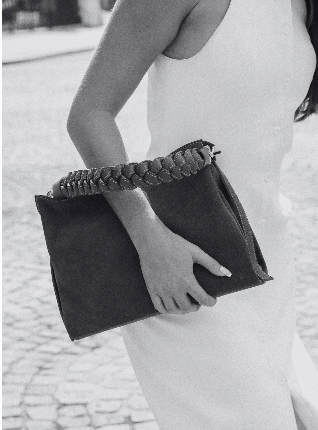 Braid Bag in Dark Brown Suede and Dollaro Leather