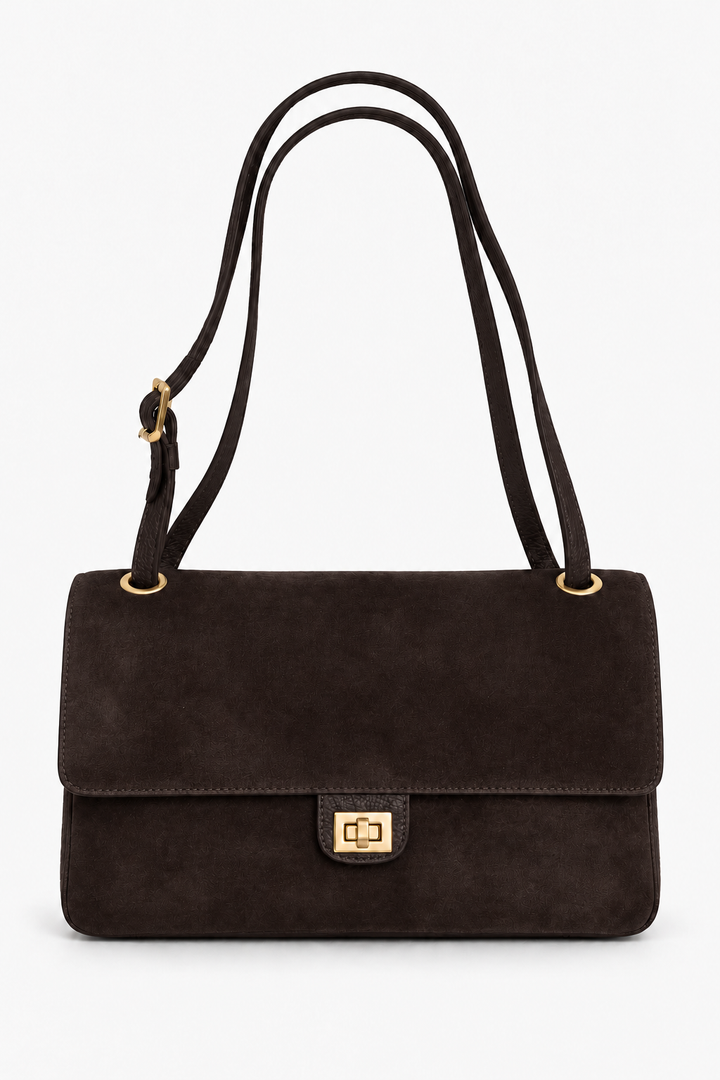 Aurora Suede Tote- Dark Brown