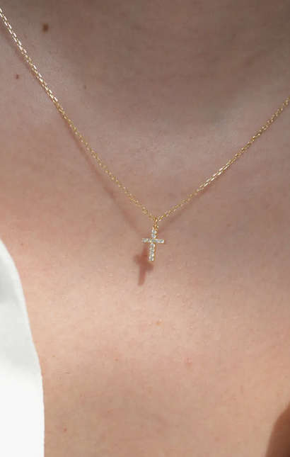SS-Gold Tiny CZ Cross