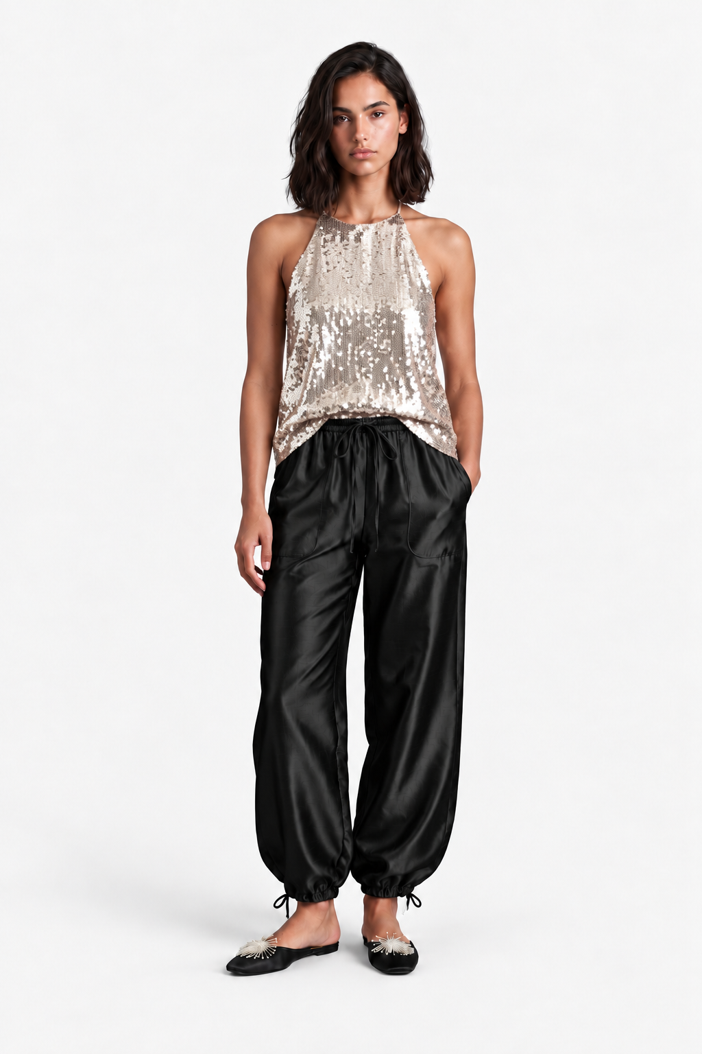 Marnie Tafetta Pant - Black