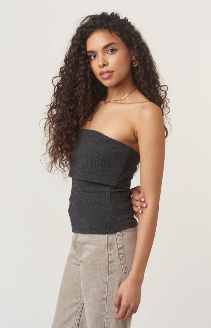 Filomena Rib Tube Top Black