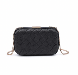 Addie Woven Straw Clutch Black