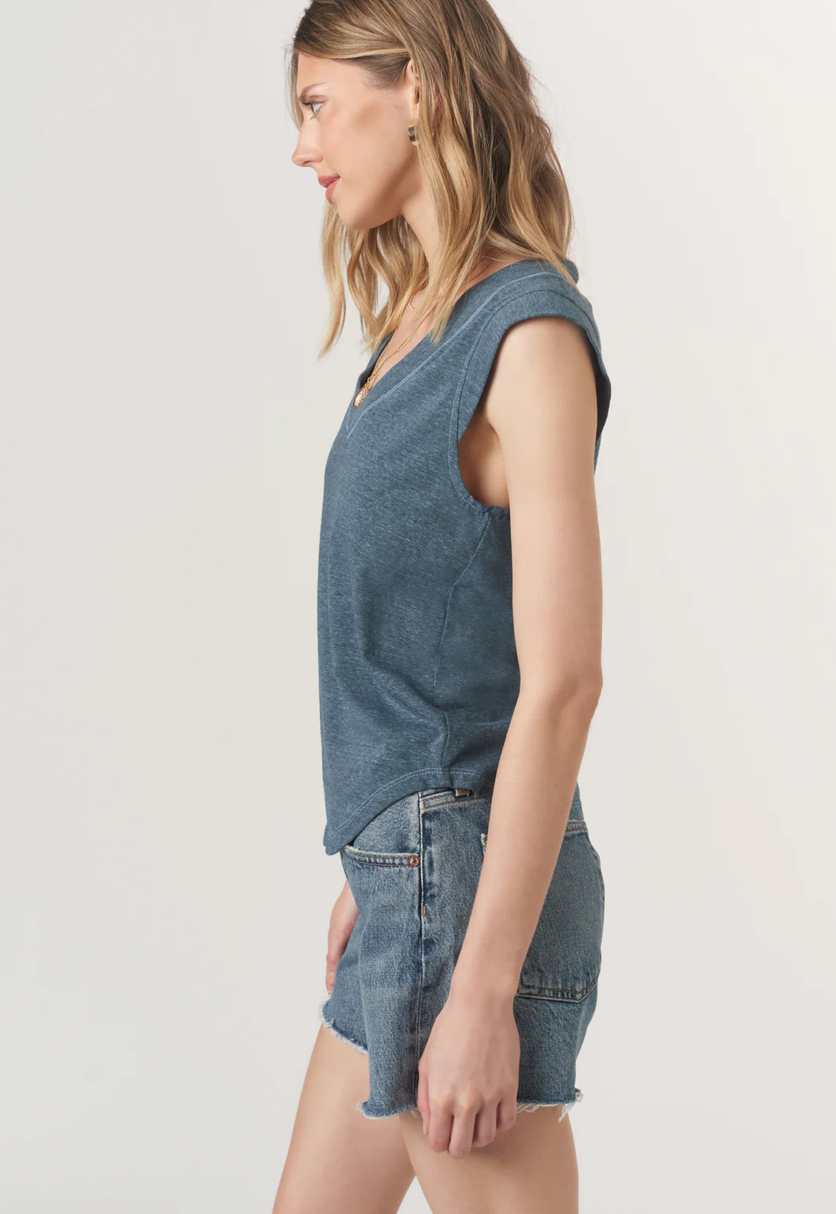 Rue Heathered V-Neck Tank Provence Blue