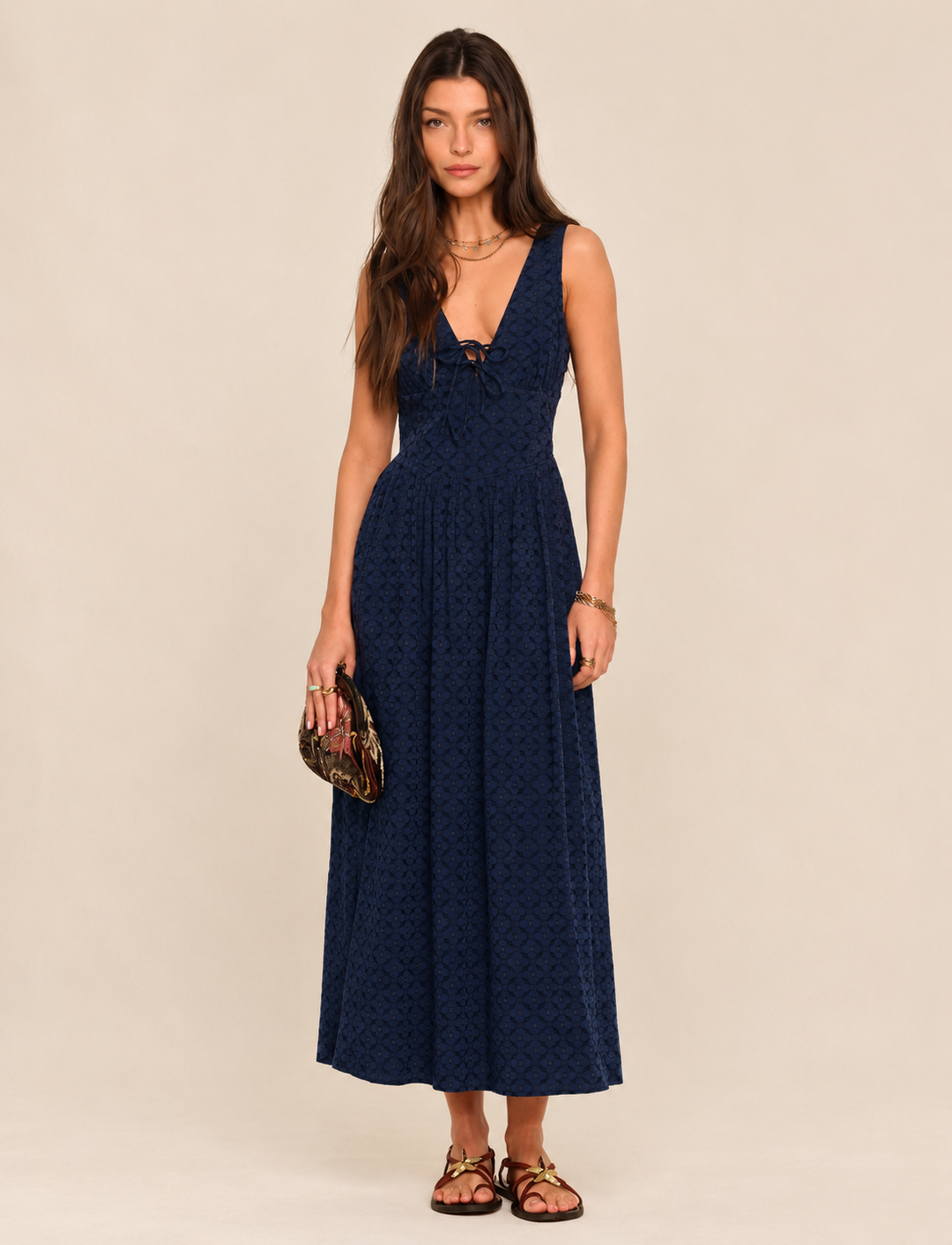 Stasia Midi Dress-Navy