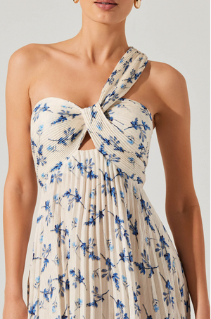 Rasya Dress White Blue Floral