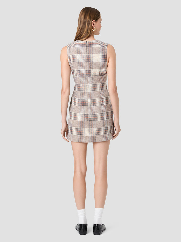 Sutton Plaid Mini Dress-Ash Gray Multi